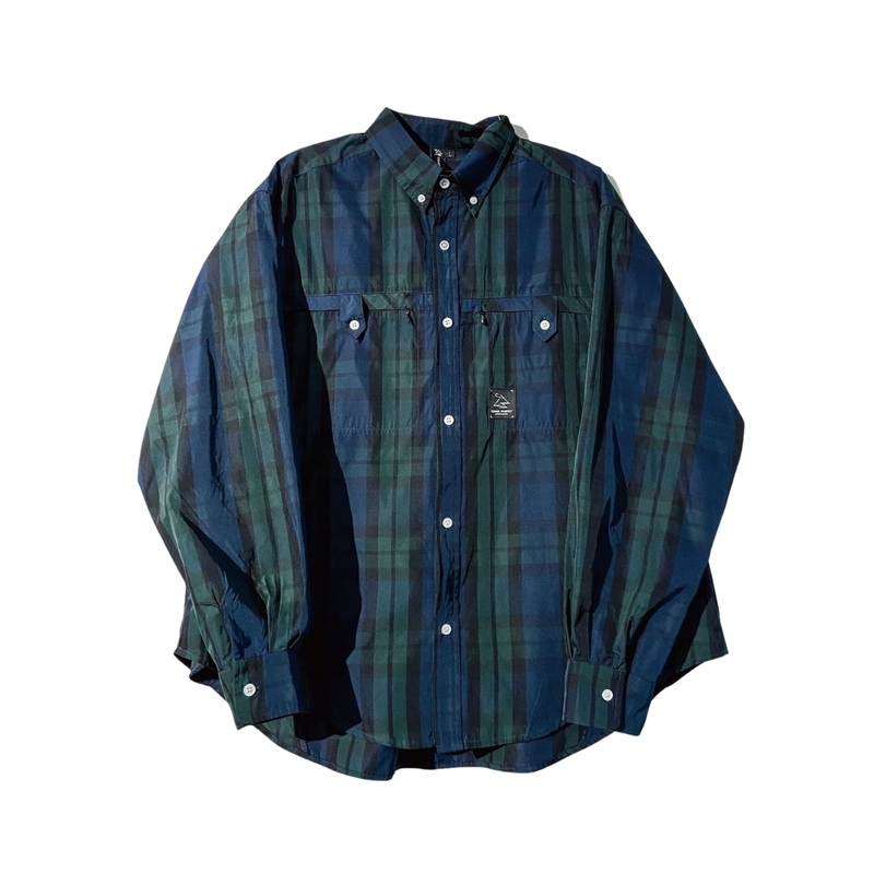 YamaGuest TP19 暗袋長袖恤衫 暗綠格紋/sorona藍色條子