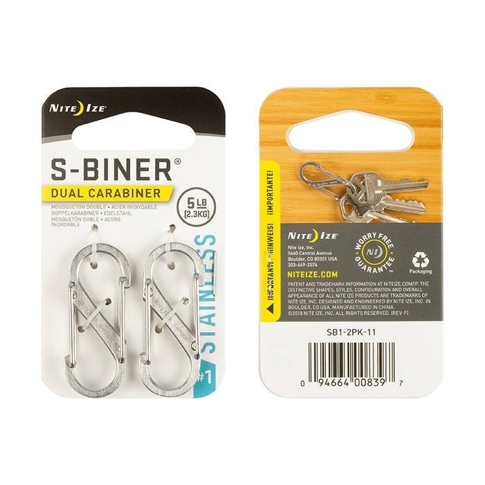 NITE IZE S-Biner #1, Stainless, 2 pcs Set