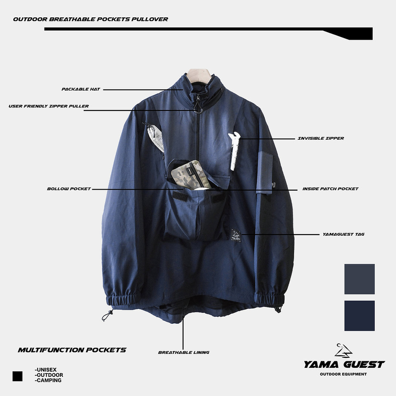 YamaGuest TP13 高透氣户外大袋衛衣 軍藍色