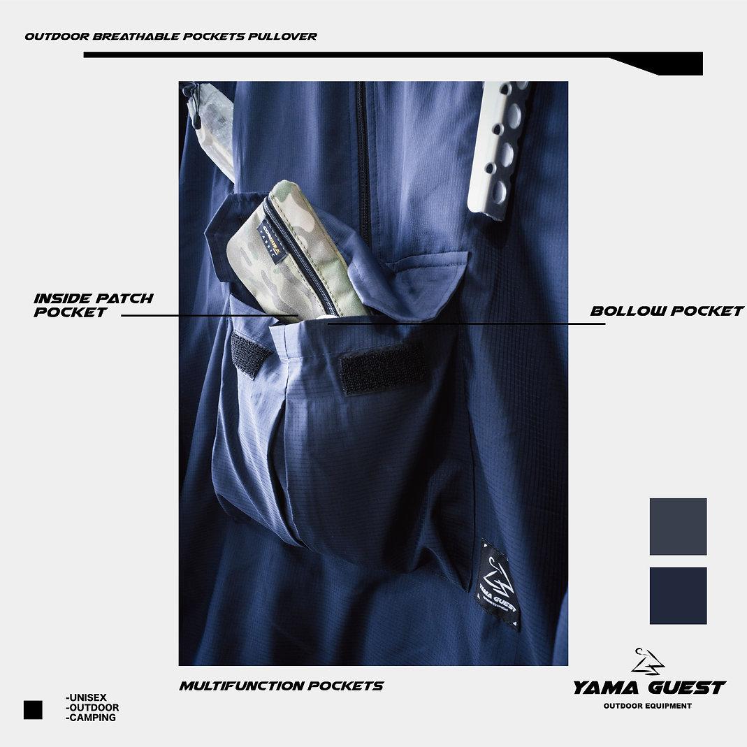 YamaGuest TP13 高透氣户外大袋衛衣 軍藍色