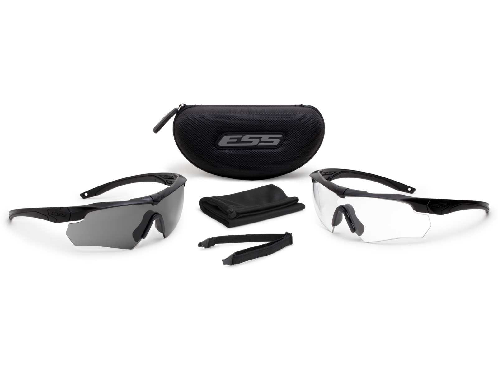 ESS Crossbow 2X Kit, 2x Black Frame, 1x Smoke Gray Lens, 1x Clear Lens